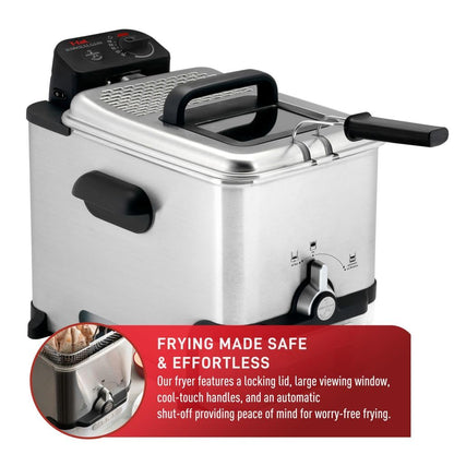 T-fal 3.5L Deep Fryer with Oil Filtration System: 1700W Stainless Steel Fryer, Dishwasher Safe Parts, Digital Timer, Adjustable Temperature Control for Perfect Golden Crispy Results T-Fal
