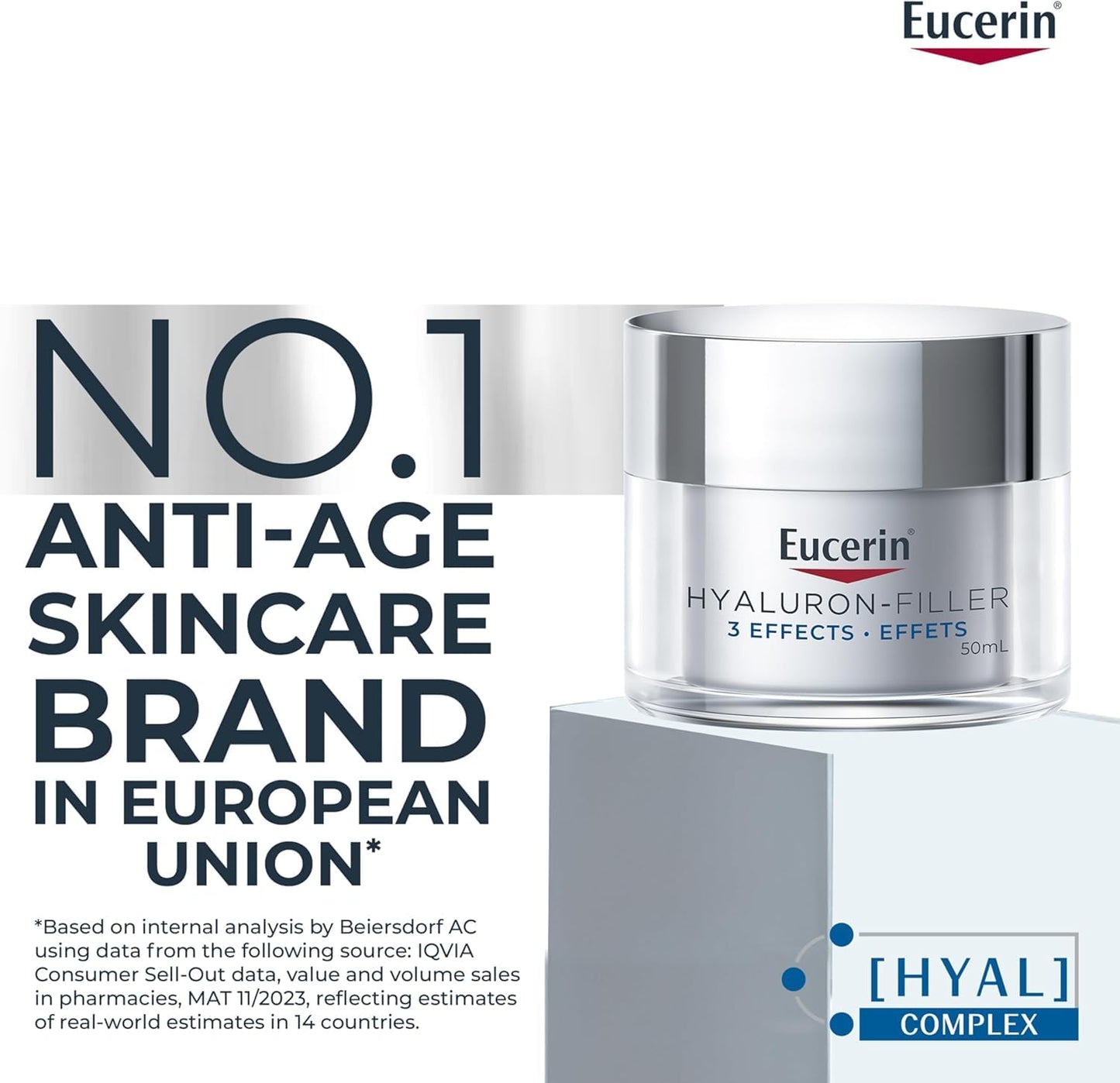 Eucerin Anti-Wrinkle Face Firming Day Cream, Hyaluronic Acid, Hydrate, 50mL Eucerin