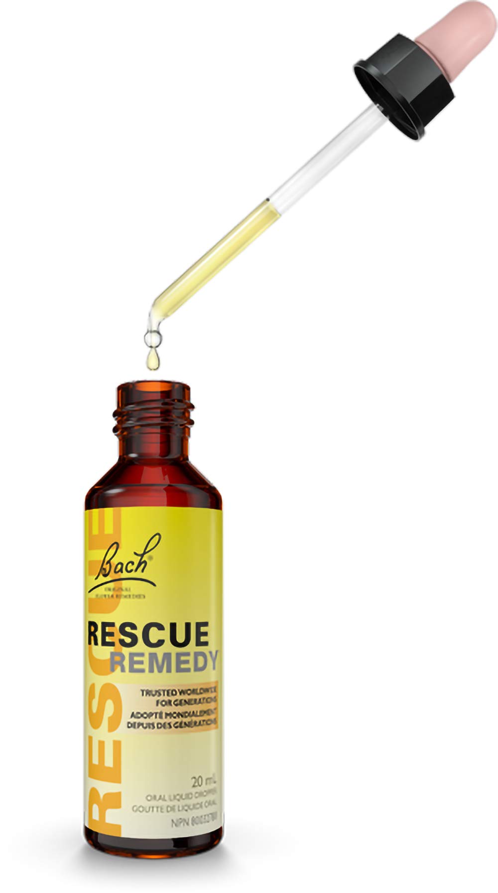 Rescue Remedy Bach RESCUE REMEDY Dropper 20 ml (Pack of 1), Natural Flower Essence, Vegan, Gluten and Sugar-Free - Available at All In One Marketplace Canada