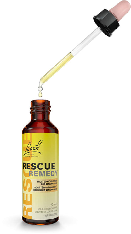 Rescue Remedy Bach RESCUE REMEDY Dropper 20 ml (Pack of 1), Natural Flower Essence, Vegan, Gluten and Sugar-Free - Available at All In One Marketplace Canada