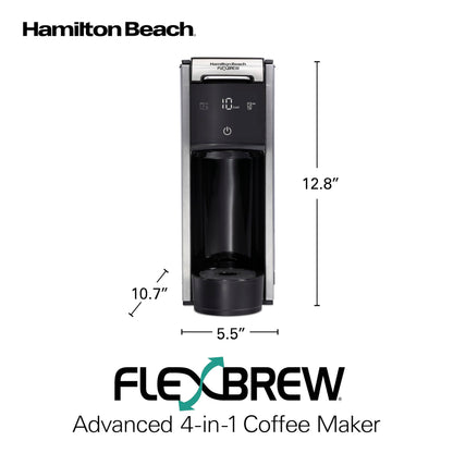 Hamilton Beach FlexBrew Advanced 4-in-1 Coffee Maker, Single Serve Hot & Iced Coffee Maker, K-Cup Pod & Grounds Compatible, 45 oz Removable Reservoir, Black (49925)