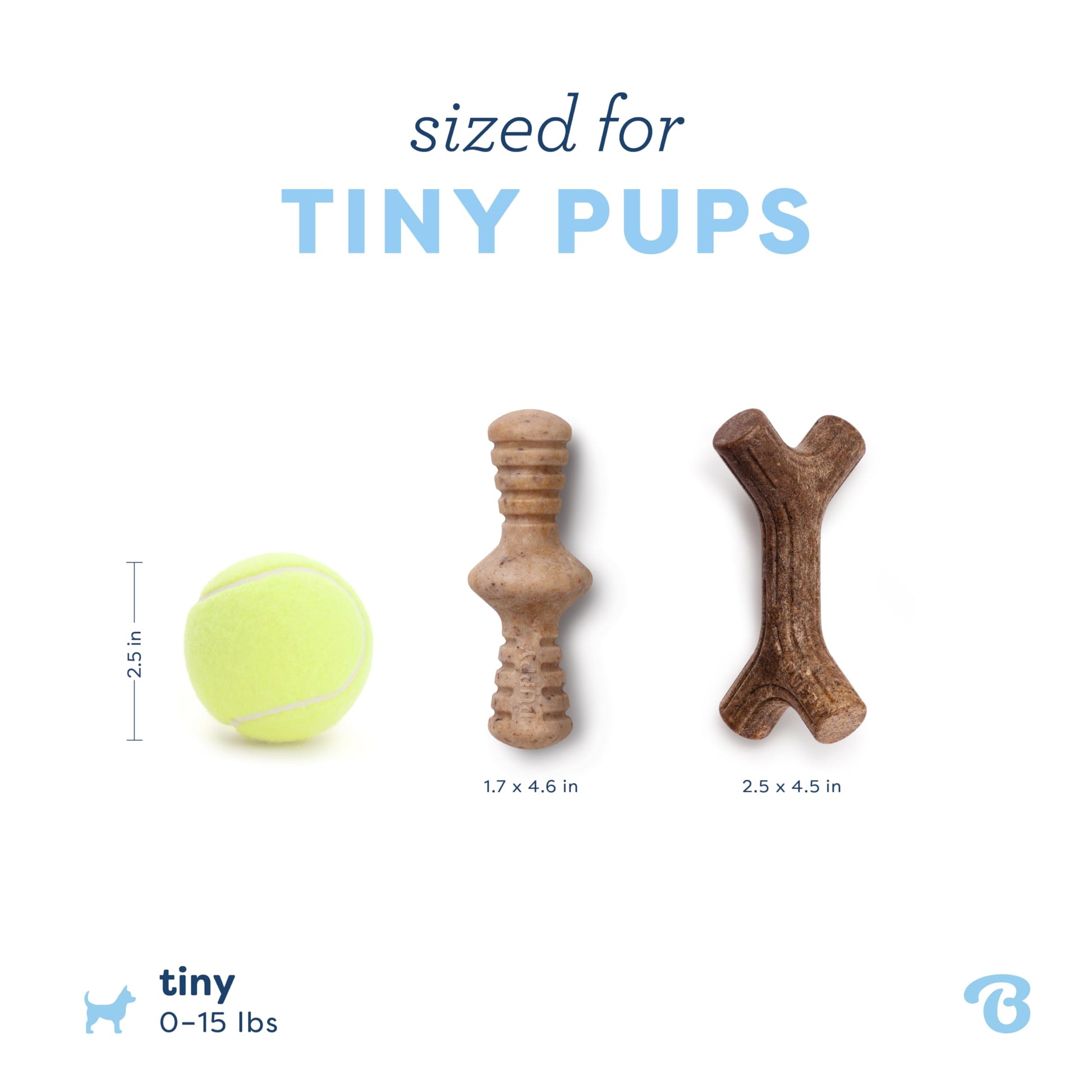 Benebone Puppy 2-Pack Maplestick/Zaggler Dog Chew Toys, Dog Bones, Tiny Benebone