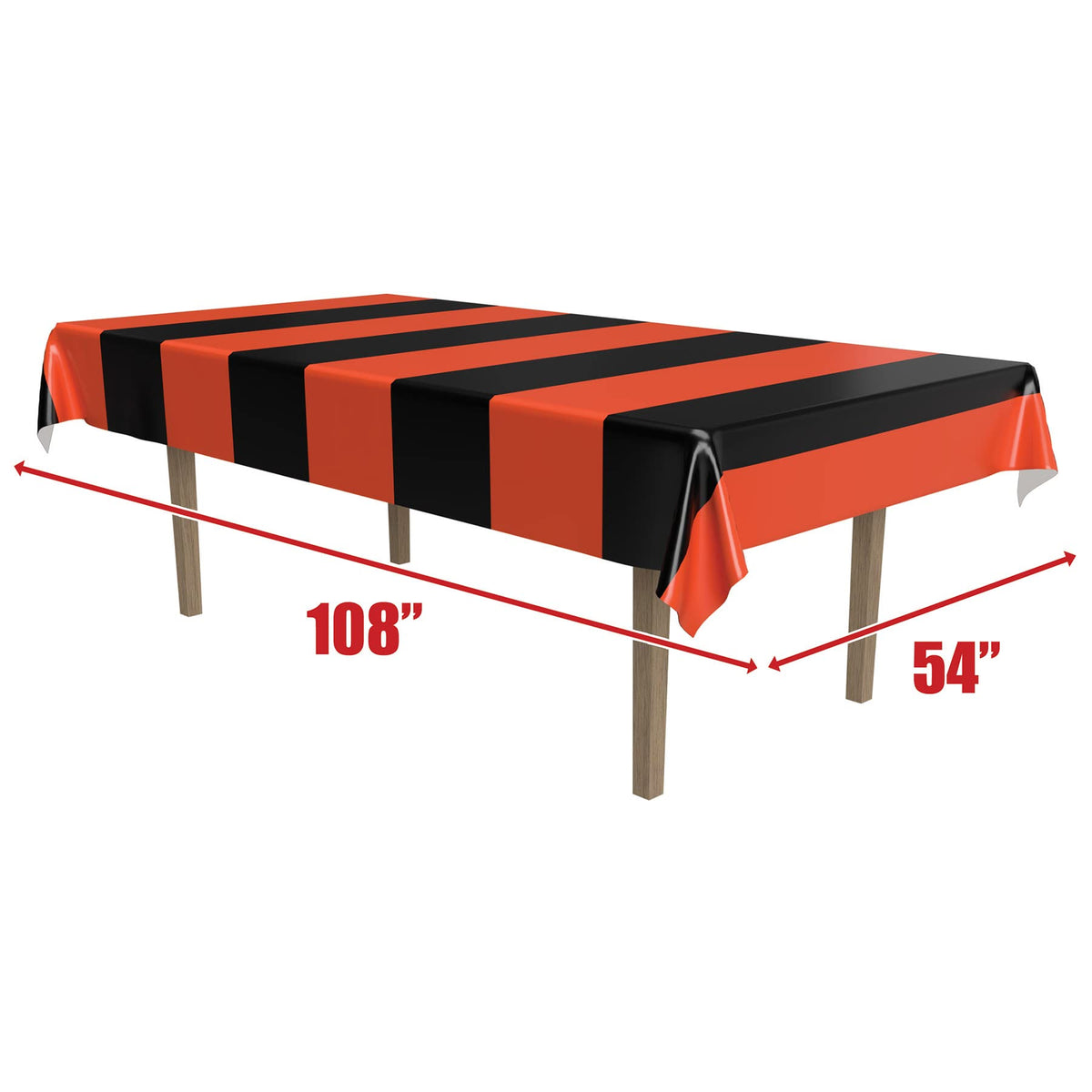 Nappes à rayures orange et noires Beistle, 54 po x 108 po, nappe en plastique, nappe rectangulaire, nappe de fête, nappe en plastique d'Halloween, décorations d'Halloween, orange/noir, 2 pièces