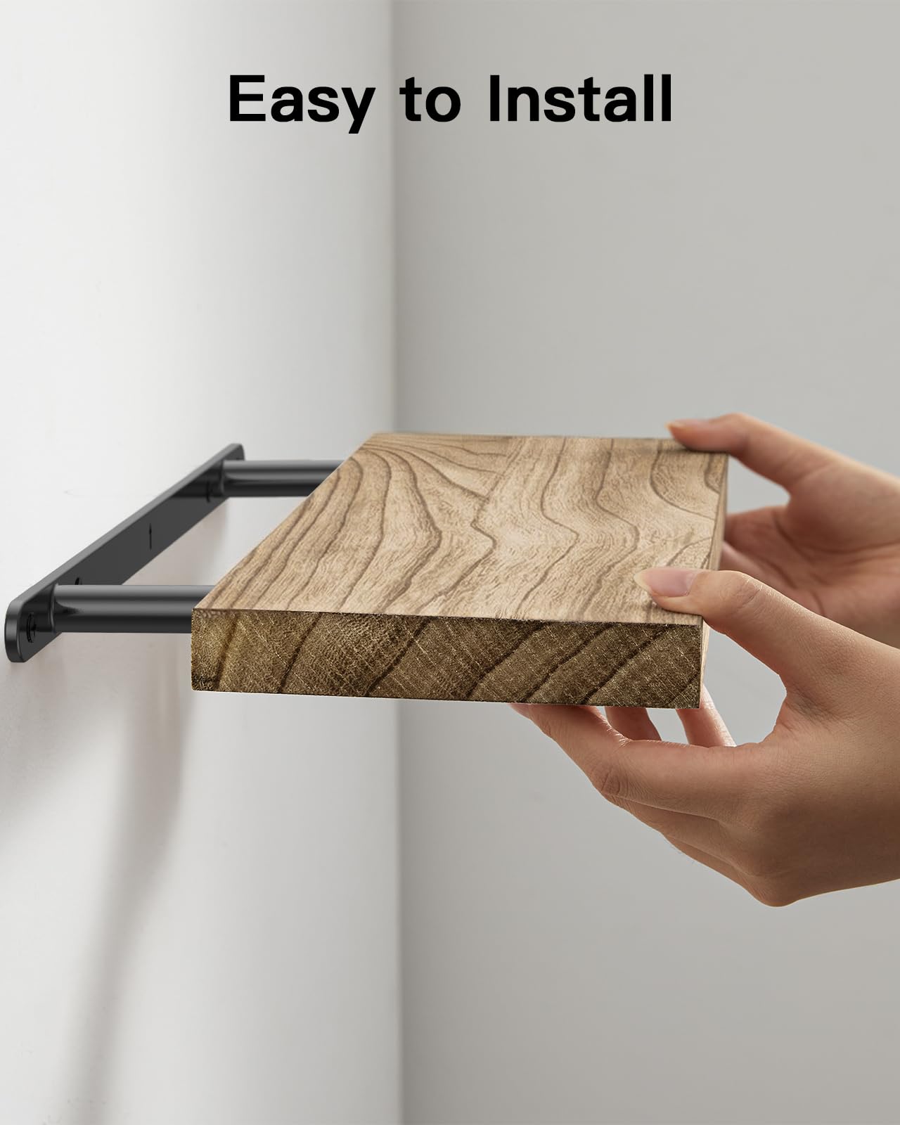 AMADA HOMEFURNISHING Floating Shelves, Paulownia Wood Wall Shelves for Bathroom/Living Room/Bedroom/Kitchen/Home Office, Natural Wood Wall Shelf for Home Storage & Organization, Set of 4, AMFS40 - Available at All In One Marketplace Canada