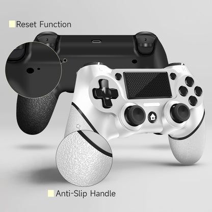 AceGamer 2 Pack for PS4 Controller, Wireless Controller for PS4/Slim/PC, with Non-Slip Grip of Both Sides and USB-C Cable! (Black and White)