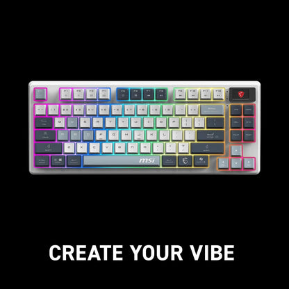 MSI Forge GK600 TKL W Sky US 2.4GHz Wireless (MS-8ZA9 and WD02), Bluetooth RGB Lighting Gaming Keyboard with 1.06-inch Display, 4000mAh MSI