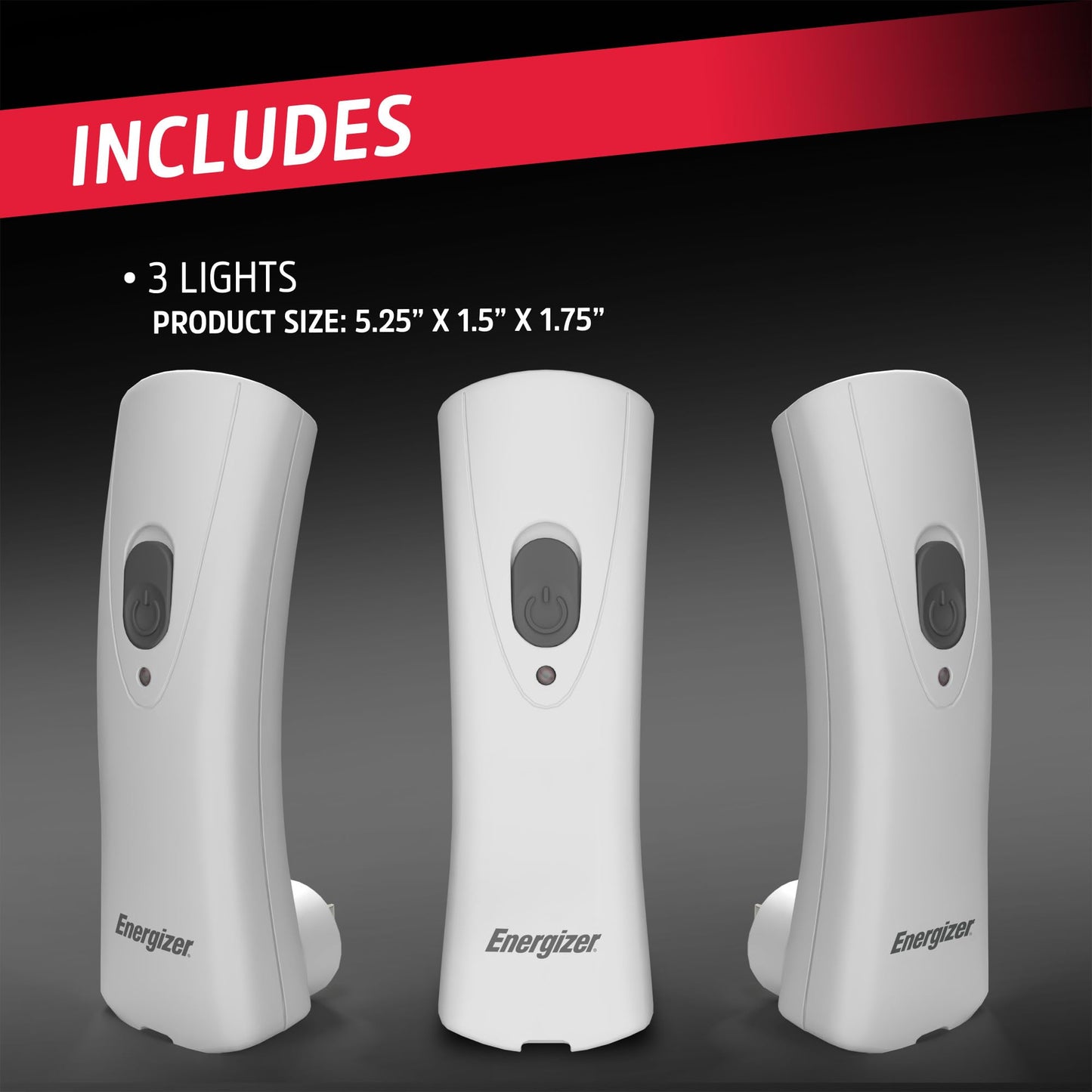 Energizer Weatheready Rechargeable Compact Handheld Light, Plug-in Rechargeable LED Light, Automatic Turn-On Emergency Flashlight, Built-in Rechargeable Battery Included, 3 Count