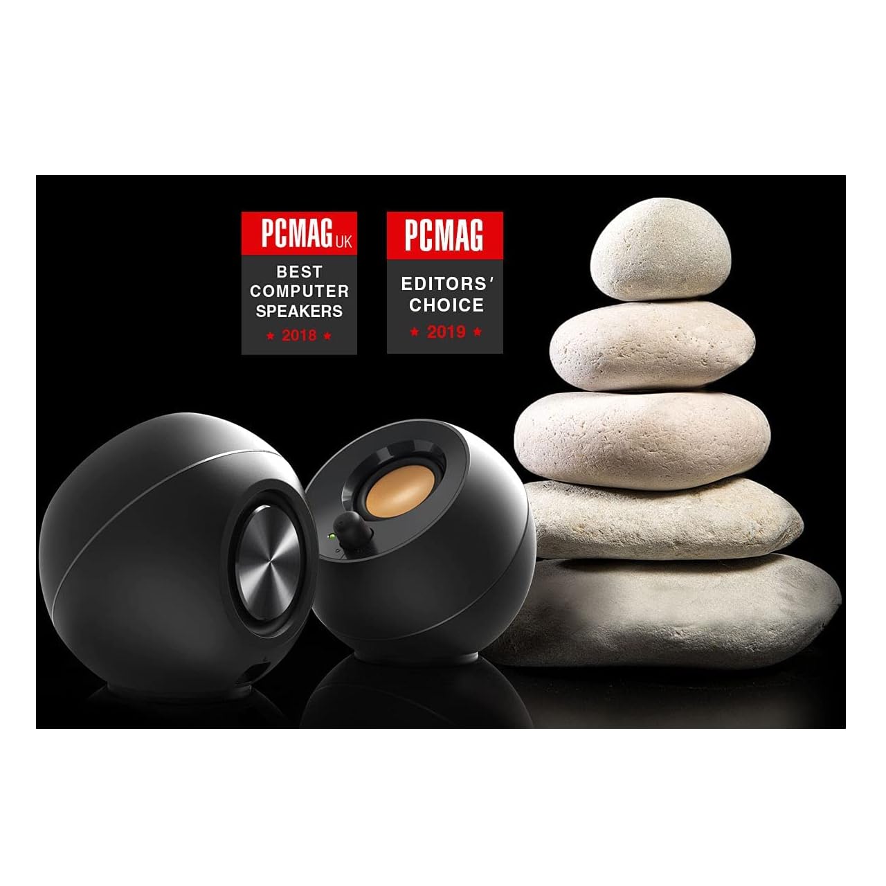 Creative Pebble 2.0 USB-Powered Desktop Speakers with Far-Field Drivers and Passive Radiators for PCs and Laptops (Black)