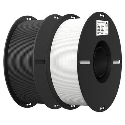 Filament 1.75mm 2 Packs for 3D Printing, Cost-Effective Ender PLA Filament 3D Printers, No-Tangling, Strong Bonding and Overhang Performance Dimensional Accuracy +/-0.02mm, White & Black