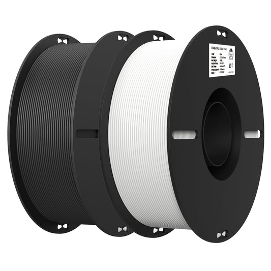 Filament 1.75mm 2 Packs for 3D Printing, Cost-Effective Ender PLA Filament 3D Printers, No-Tangling, Strong Bonding and Overhang Performance Dimensional Accuracy +/-0.02mm, White & Black