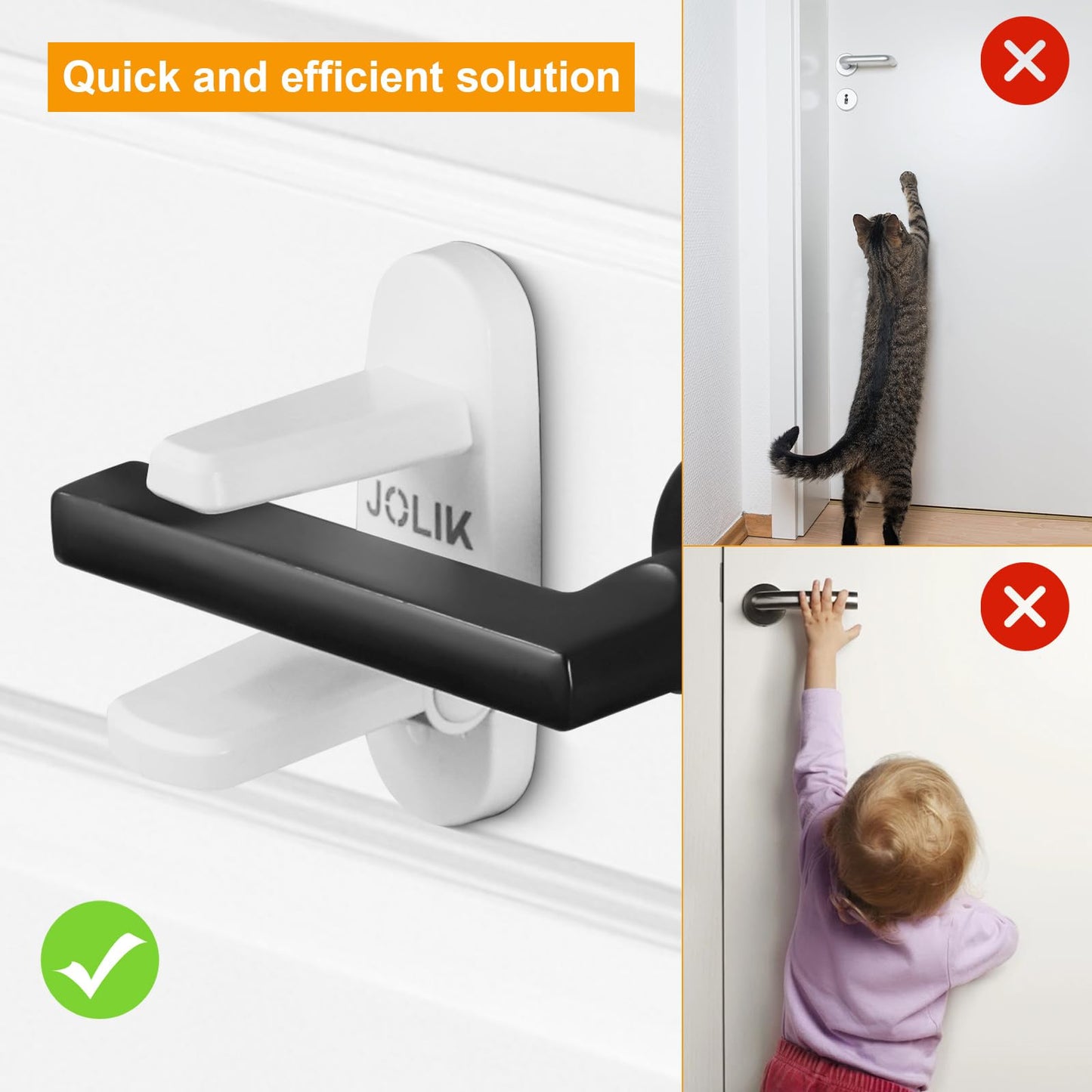Jolik Improved Childproof Door Lever Lock(2 Pack)& Handles Premium Bonding Adhesive - door handle child proof