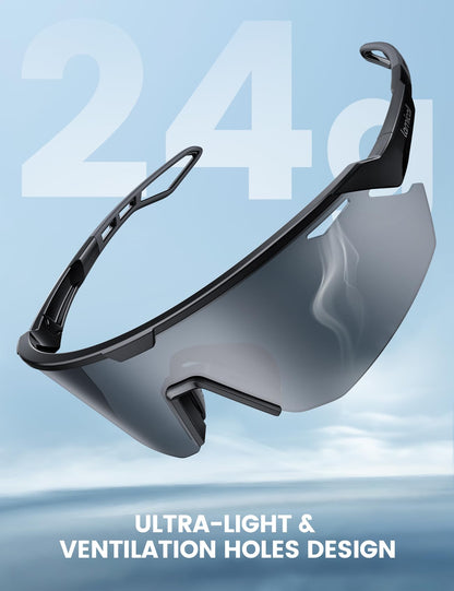 Lamicall Polarized Sports Sunglasses for Men Women, [24g Ultralight] [Adjustable Nose Pad] UV400 Protection Sun Glasses for Cycling Running Baseball Fishing Golf Beach Volleyball, Gifts for Mom Men