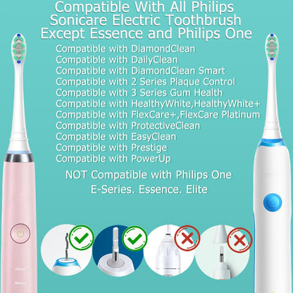 Toothbrush Head Compatible with Philips Sonicare Electric Toothbrush, Replacement Brush Heads for Phillips Sonicare 4100 5100 6100 9900 C2 W3 and More Click-on Handles (8white+8black) - Available at All In One Marketplace Canada