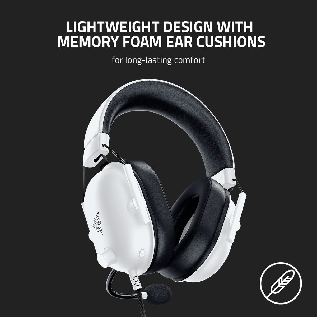 Razer BlackShark V2 X Gaming Headset for PC, 3.5mm Audio Jack, White