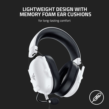 Razer BlackShark V2 X Gaming Headset for PC, 3.5mm Audio Jack, White