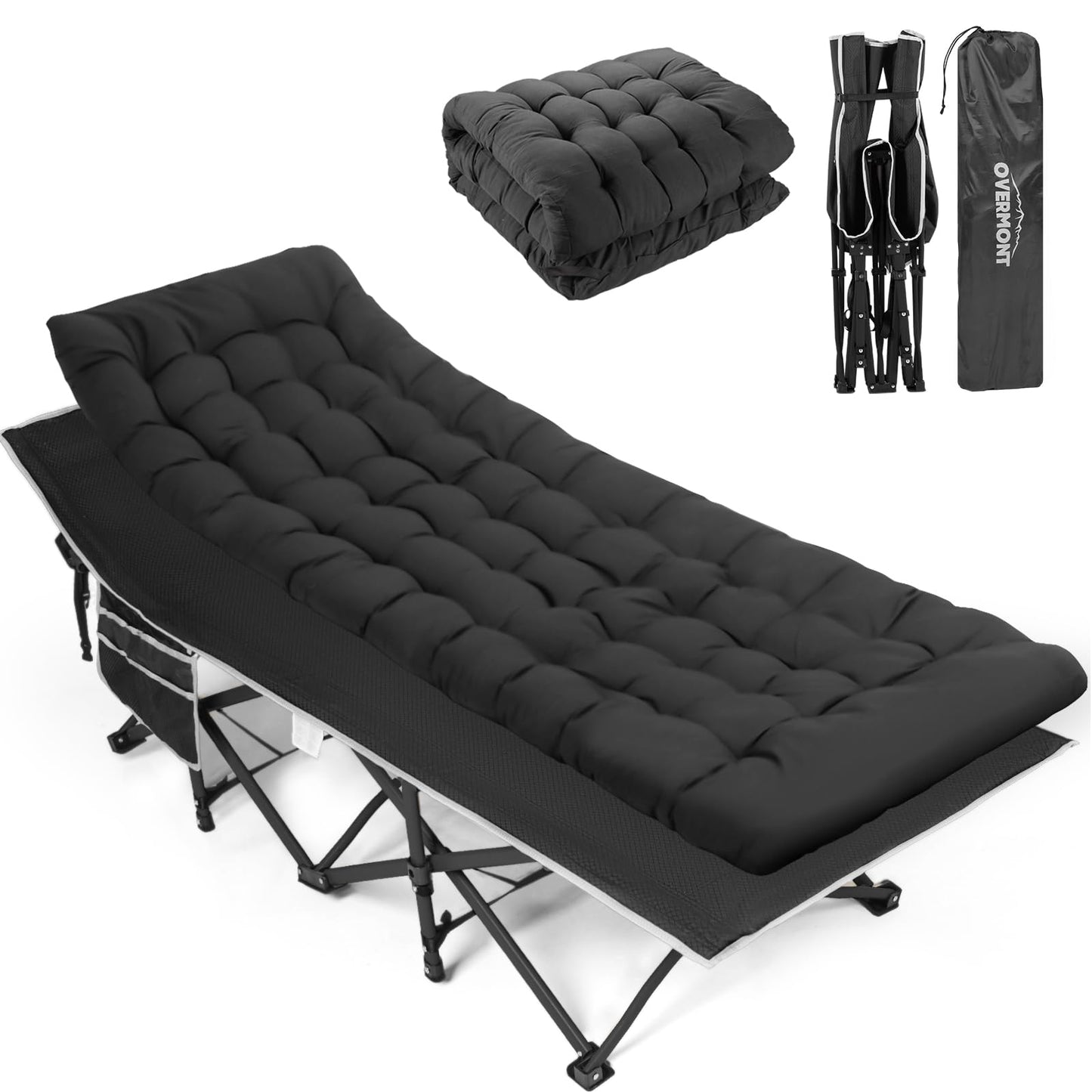 Overmont Camping Cot with Mattress - 28” Extra Wide Portable Folding Cot for Adults Load 550 LBS with Carry Bag for Outdoor Travel Home Office Nap OVERMONT