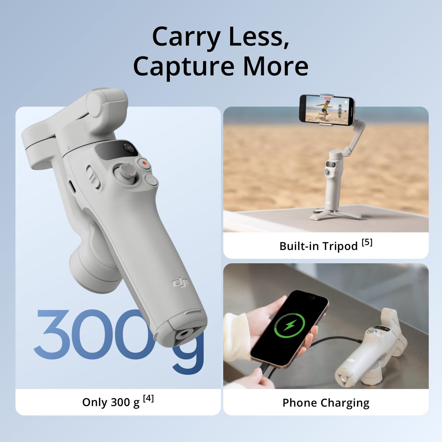 DJI Osmo Mobile 7 Gimbal Stabilizer for iPhone, Android, Built-in Tripod, Ultra-Light, Comfortable Grip, 3-Axis Phone Gimbal, ActiveTrack 7.0, ShotGuides, One-Tap Edit, 10hrs Use, Phone Charging - Available at All In One Marketplace Canada
