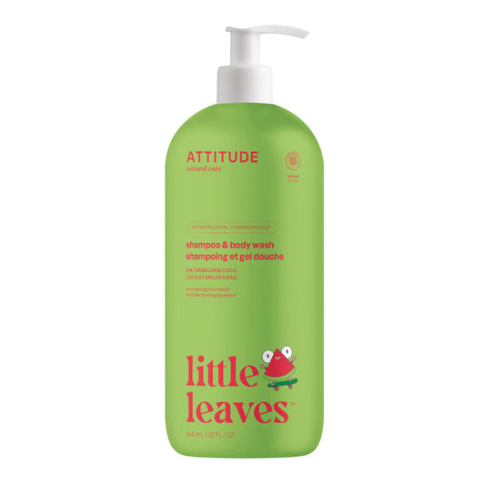 ATTITUDE Shampoo and Body Wash for Kids, Made in Canada, EWG Verified, Dermatologically Tested, Plant- and Mineral-Based Ingredients, Vegan, Watermelon and Coco, 946 mL