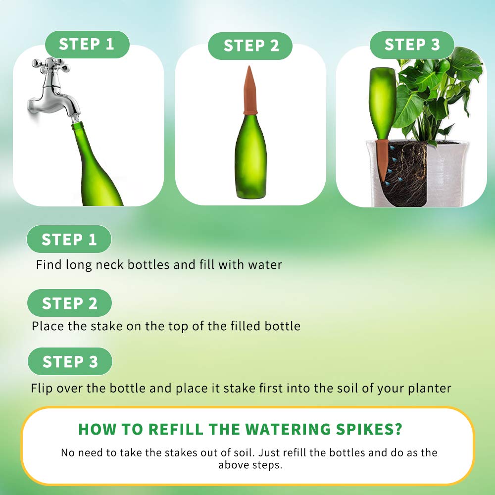 Fu Store 10PCS Plant Watering Stakes Automatic Plant Drippers Waterers for Vacations Plant Watering Devices Terracotta Self Waterinq Spikes for Wine Bottles Great for Indoor Outdoor Plants - Available at All In One Marketplace Canada