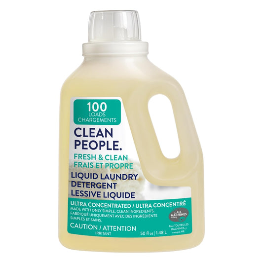 The Clean People Liquid Laundry Detergent - Recyclable Packaging, Stain Fighting - Ultra Concentrated, Laundry Soap (50 Fl Oz, Fresh Scent) - Available at All In One Marketplace Canada