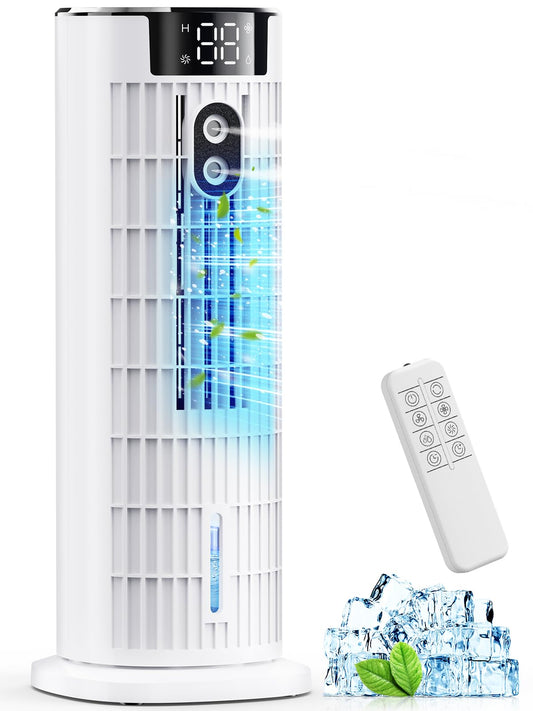 Portable Air Conditioner,1000ML Tower Fan with Remote,4-IN-1 Evaporative Air Cooler with 3 Wind Speeds&Turbo Mode,2 Mist,10H Timer,90° Oscillation Portable AC for Home,Office - Available at All In One Marketplace Canada