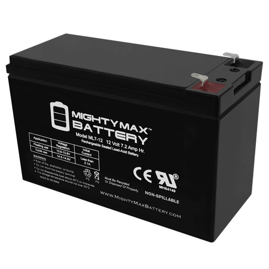ML7-12 - 12 Volt 7.2 AH SLA Battery - Mighty Max Battery Brand Product, Black - Available at All In One Marketplace Canada