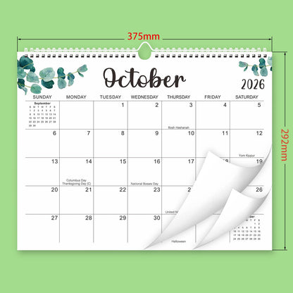 Wall Calendar 2026-2027, 15X12 inch Large Calendar Family Personl Organizer, 21 Months Runs from April 2026 through December 2027, Perfect for Organizing for Office Home (Leaf)