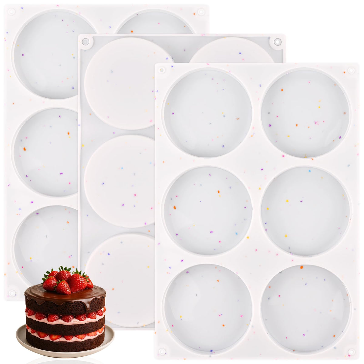 HUAKENER 3 Pcs Silicone Muffin Top Pans for Baking, 4 Inch Non-Stick Round Baking Molds for Mini Cake, Muffin Top, Dessert, Hamburger, Sandwiches Making 🍁 All In One Marketplace Canada