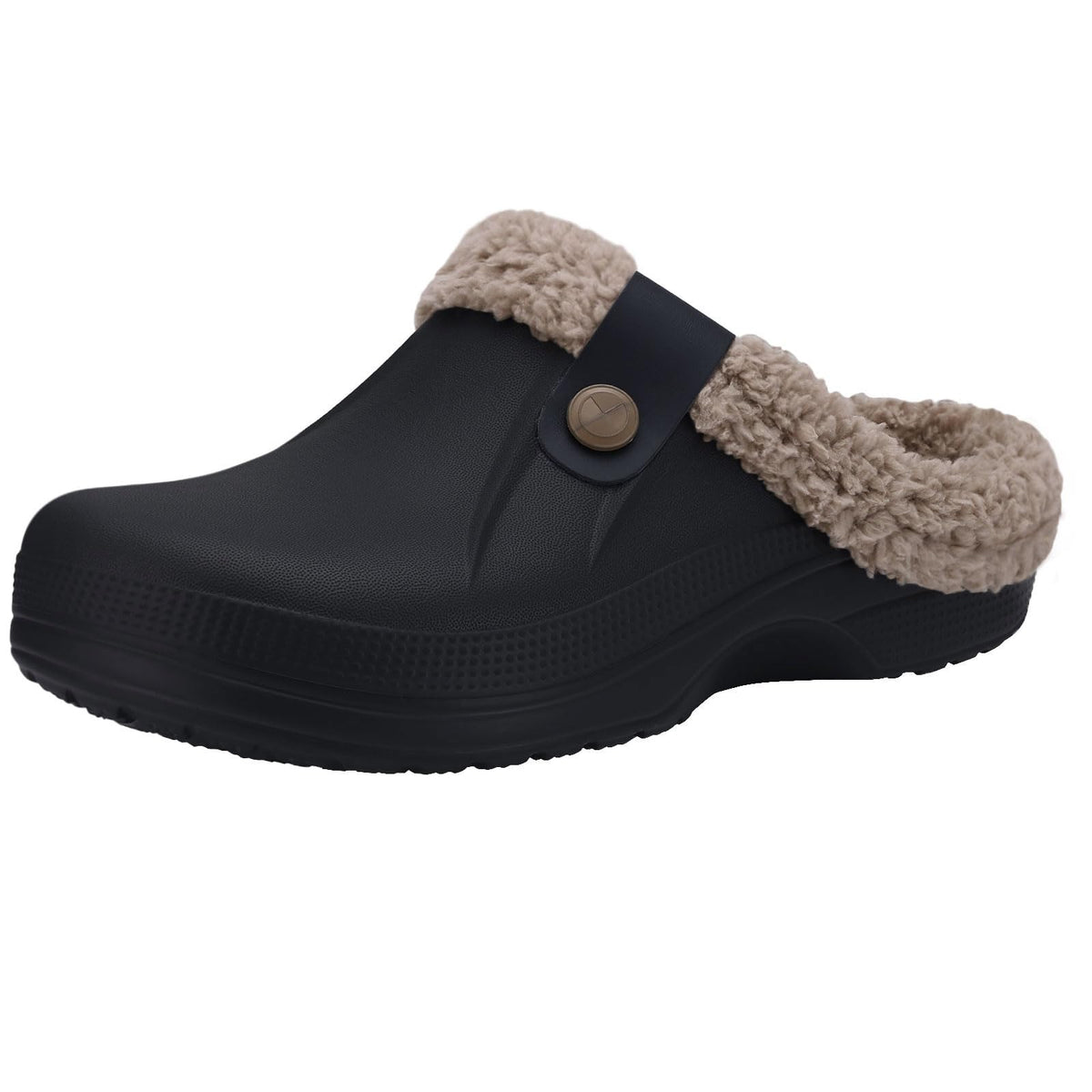 Beslip Classic Fur Lined Clogs Waterproof Winter Fuzzy Slippers for Women Men Indoor and Outdoor Indoor and Outdoor, Black and Khaki Women Size 7.5-8.5 🍁 All In One Marketplace Canada