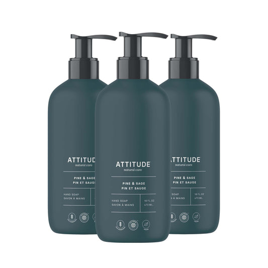 ATTITUDE Limited Edition Liquid Hand Soap, EWG Verified, Plant and Mineral-Based, Vegan Personal Care Products, Pine & Sage, 473 mL (Pack of 3) 🍁 All In One Marketplace Canada