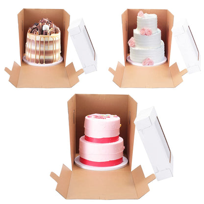 Huoshange Tall Cake Boxes for Tier Cakes,10x10x12 Inch [3 Pack ] Sturdy Tall Cake Box with Window,White Wedding Cake Boxes,Layer Cake Carrier,Disposable Cake Containers 🍁 All In One Marketplace Canada