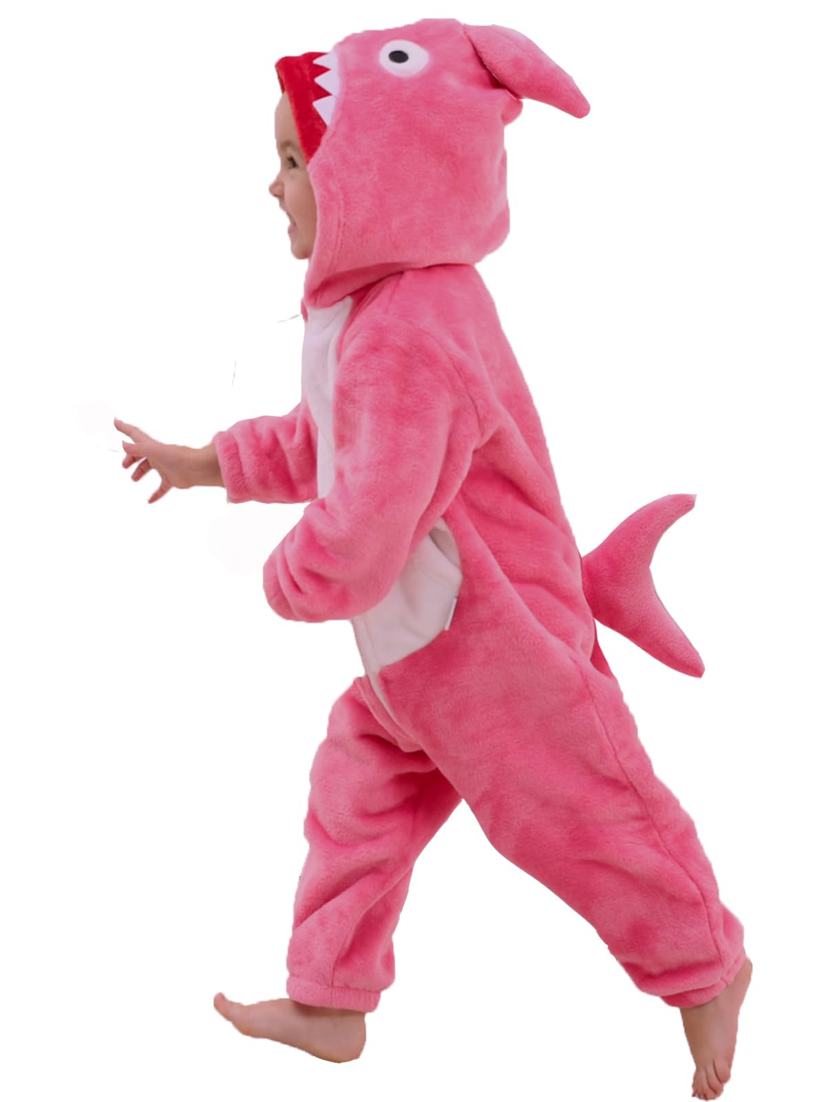LOLANTA Toddler Boys Girls Shark Costume Hooded Flannel Romper, Pink, 2-3T 🍁 All In One Marketplace Canada