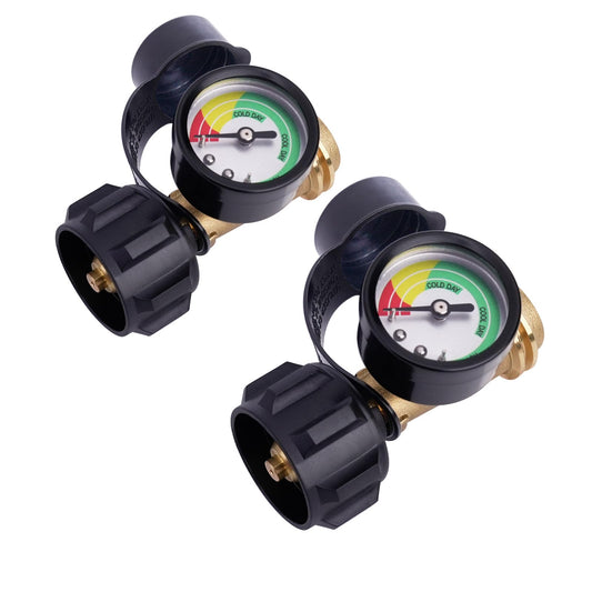 Rushare 2 Pack Upgraded Propane Tank Gauge for 5-40 lb Propane Tank, Propane Level Indicator, Perfect for Propane Heater, Fire Pit, Gas Grill and More, QCC1/Type 1 Connection