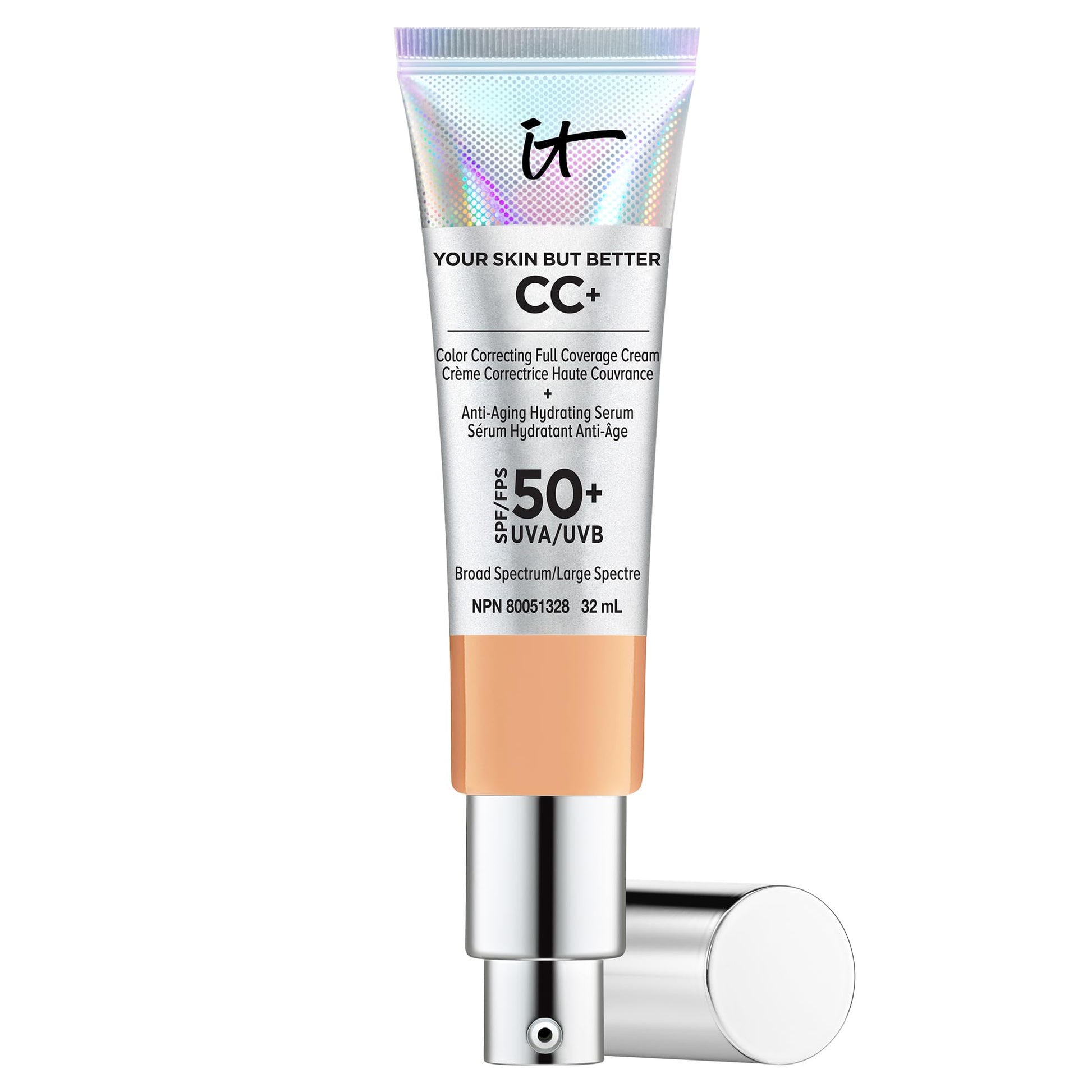 IT Cosmetics Your Skin But Better CC+ Cream, Neutral Tan (W) - Color Correcting Cream, Full-Coverage Foundation, Anti-Aging Serum & SPF 50+ Sunscreen - Natural Finish - 1.08 fl oz IT Cosmetics