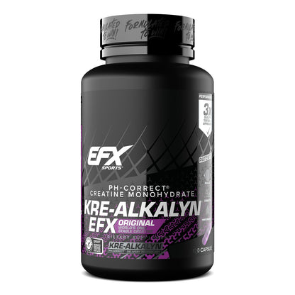 EFX Sports Kre-Alkalyn | PH-Correct Creatine Monohydrate | Informed-Choice, Gain Strength, Build Muscle & Enhance Performance I No Bloating, No Water Retention - 120 Capsules / 60 Servings EFX Sports