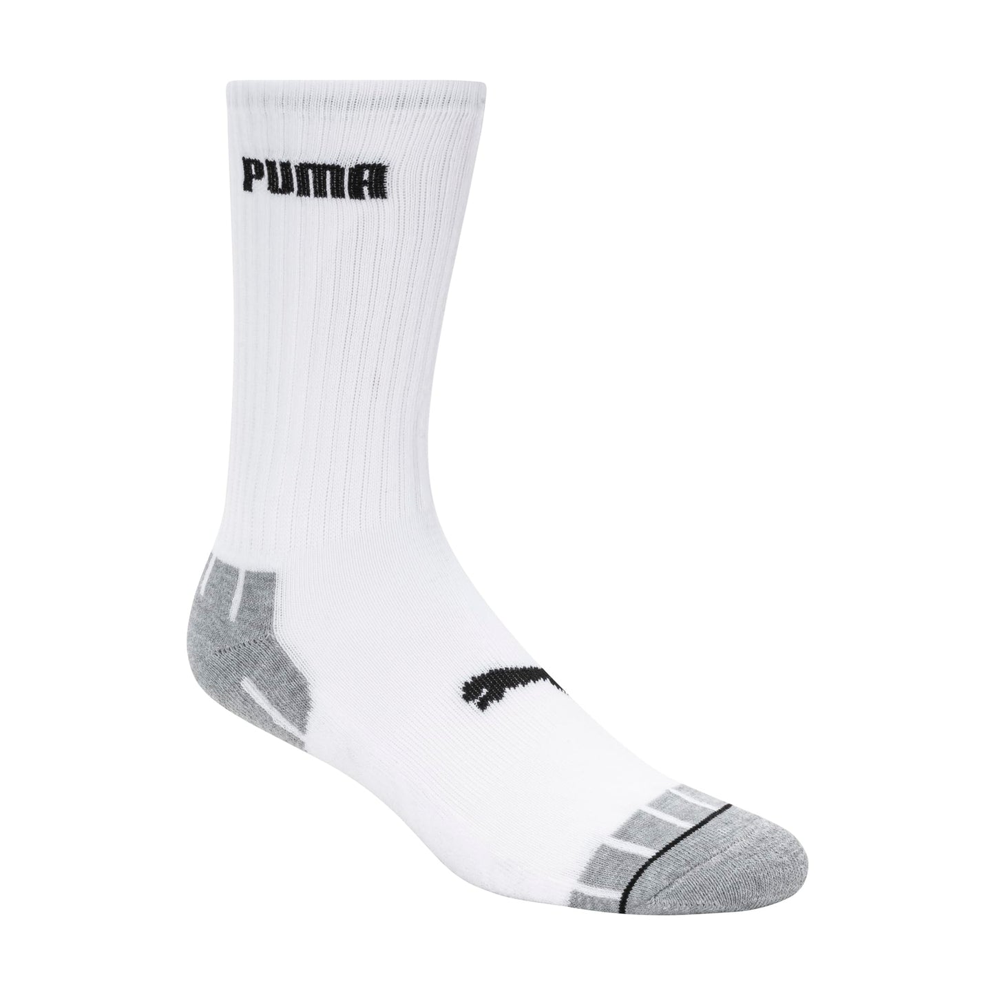 PUMA Men's 8 Pack Athletic Cushioned Crew Socks, White/Black, 10-13 PUMA