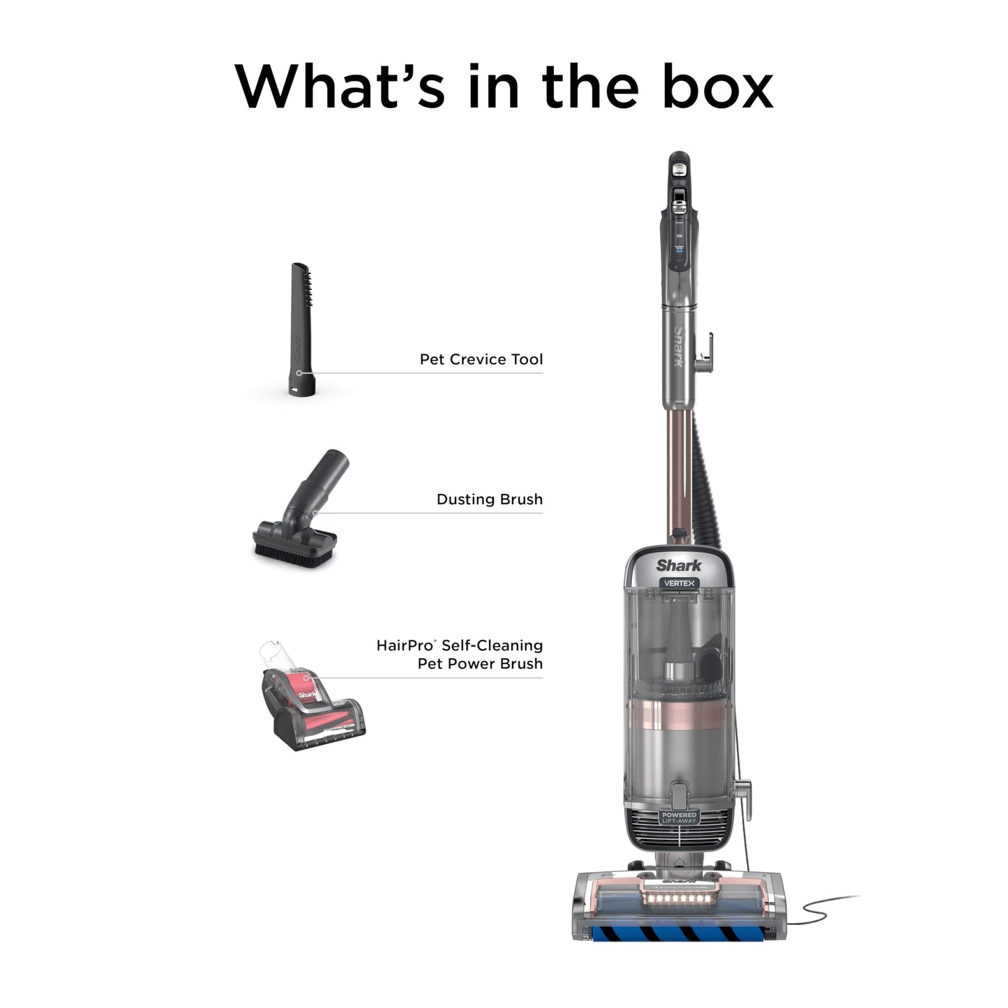 Shark AZ2002C Vertex DuoClean PowerFin Upright Vacuum with Powered Lift-Away and Self-Cleaning Brushroll, Rose Gold, HEPA (Canadian Version) - Available at All In One Marketplace Canada
