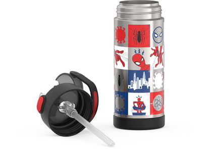 THERMOS FUNTAINER 14 Ounce Stainless Steel Vacuum Insulated Bottle, Spiderman