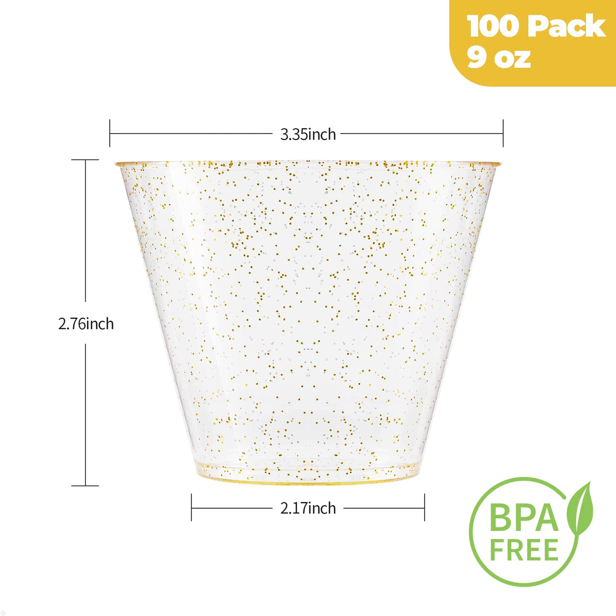 Goodluck 100PCS 9oz Gold Glitter Plastic Cups 🍁 All In One Marketplace Canada