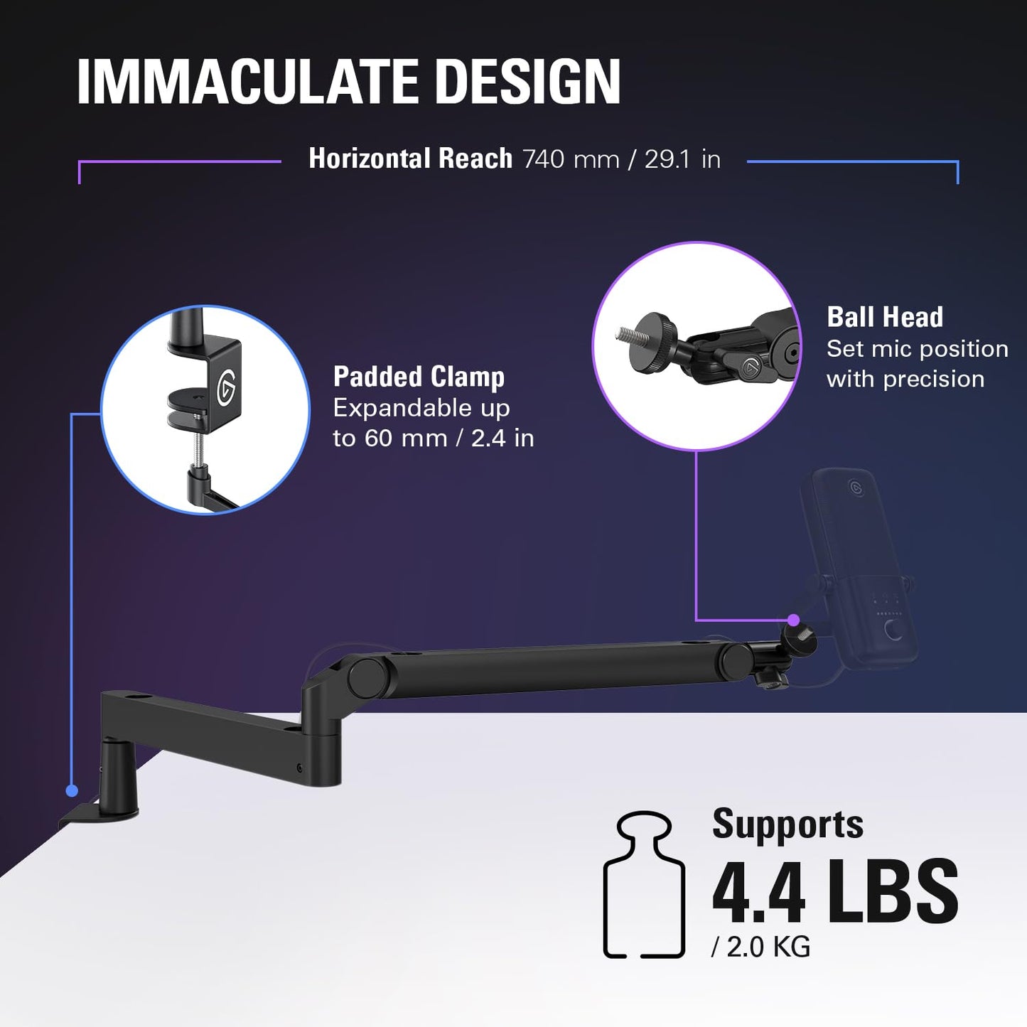 Elgato Wave Mic Arm Low Profile Microphone Boom Arm