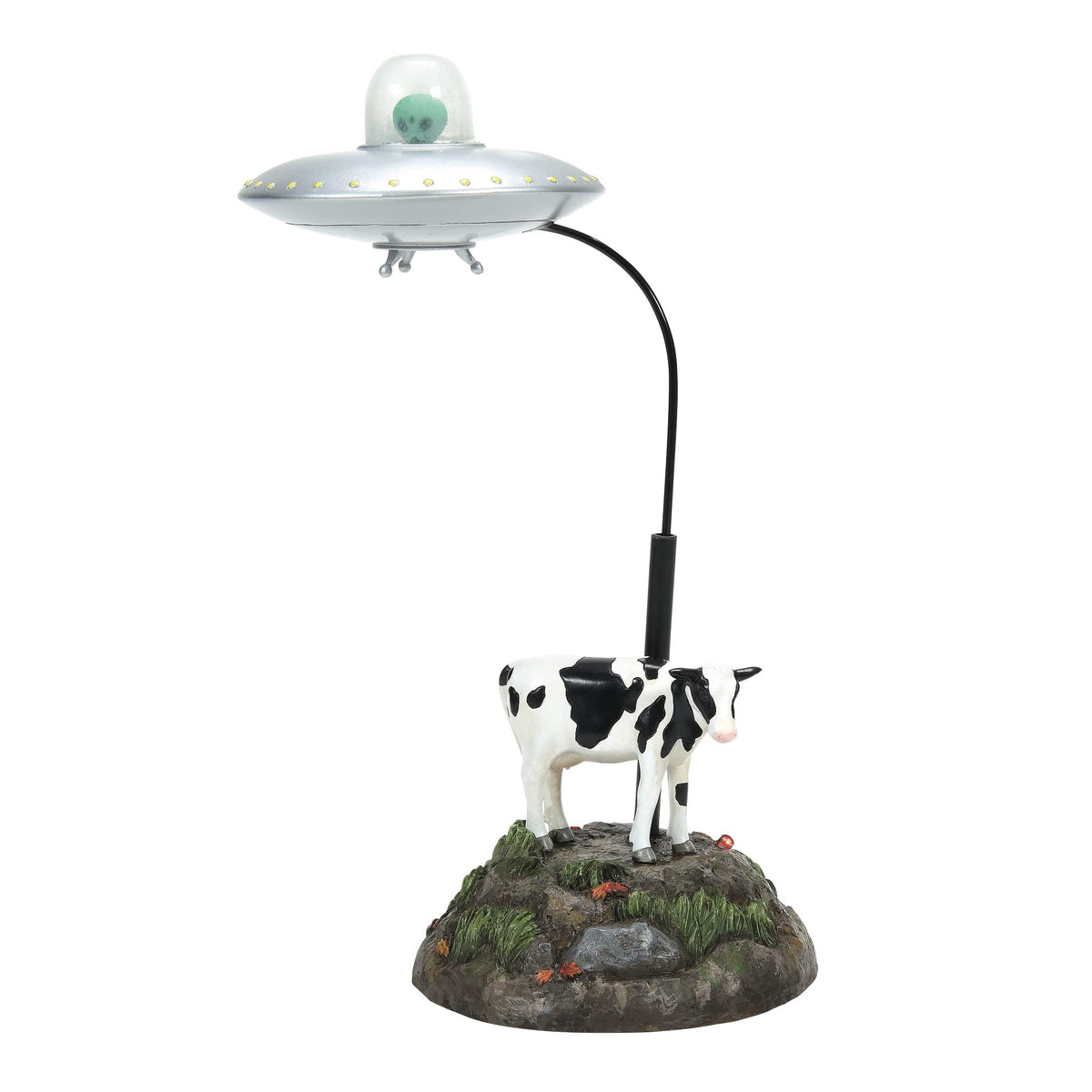 Figurine animée Department 56 Village Collection Accessories, scène d'Halloween « Udderly Unbelievable » représentant un OVNI et une vache, 23,9 cm, multicolore