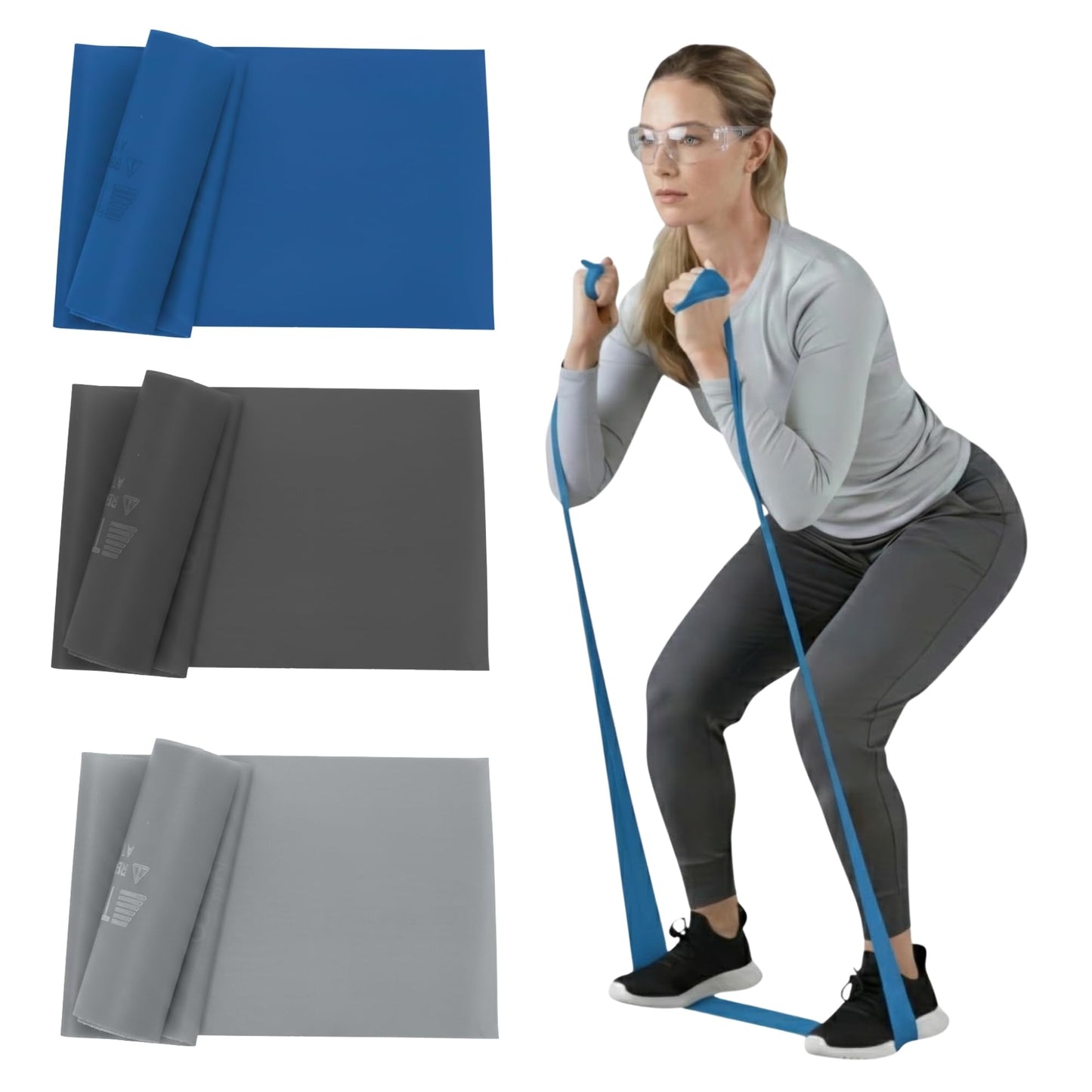 TheraBand Resistance Bands Set, Professional Non-Latex Elastic Band For Upper & Lower Body Exercise, Strength Training without Weights, Physical Therapy, & Pilates, Silver & Blue & Black, Advanced 🍁 All In One Marketplace Canada