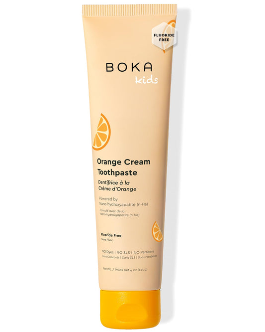 Boka Fluoride Free Toothpaste, Nano Hydroxyapatite, Training Toothpaste - Orange Cream Flavor, 4 Fl Oz (113g) 1Pk