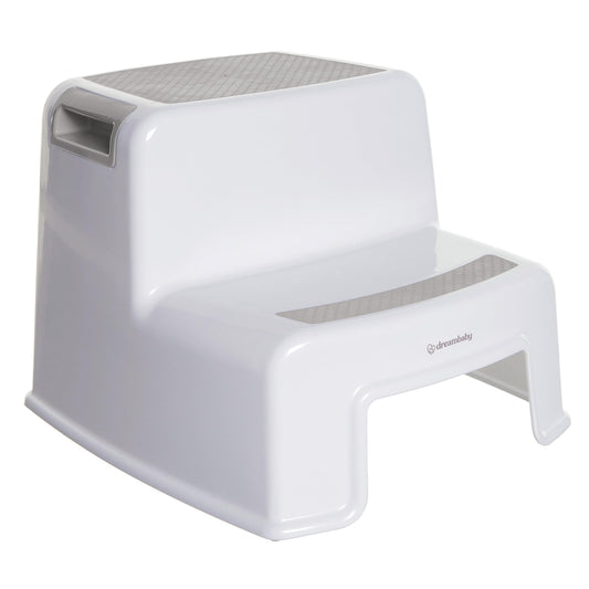 Dreambaby - 2 Up Toddler Step Stool With Non Slip Base, Kids Step Stool for Bathroom, Potty Training and Kitchen, Holds up to 175lbs - Grey & White