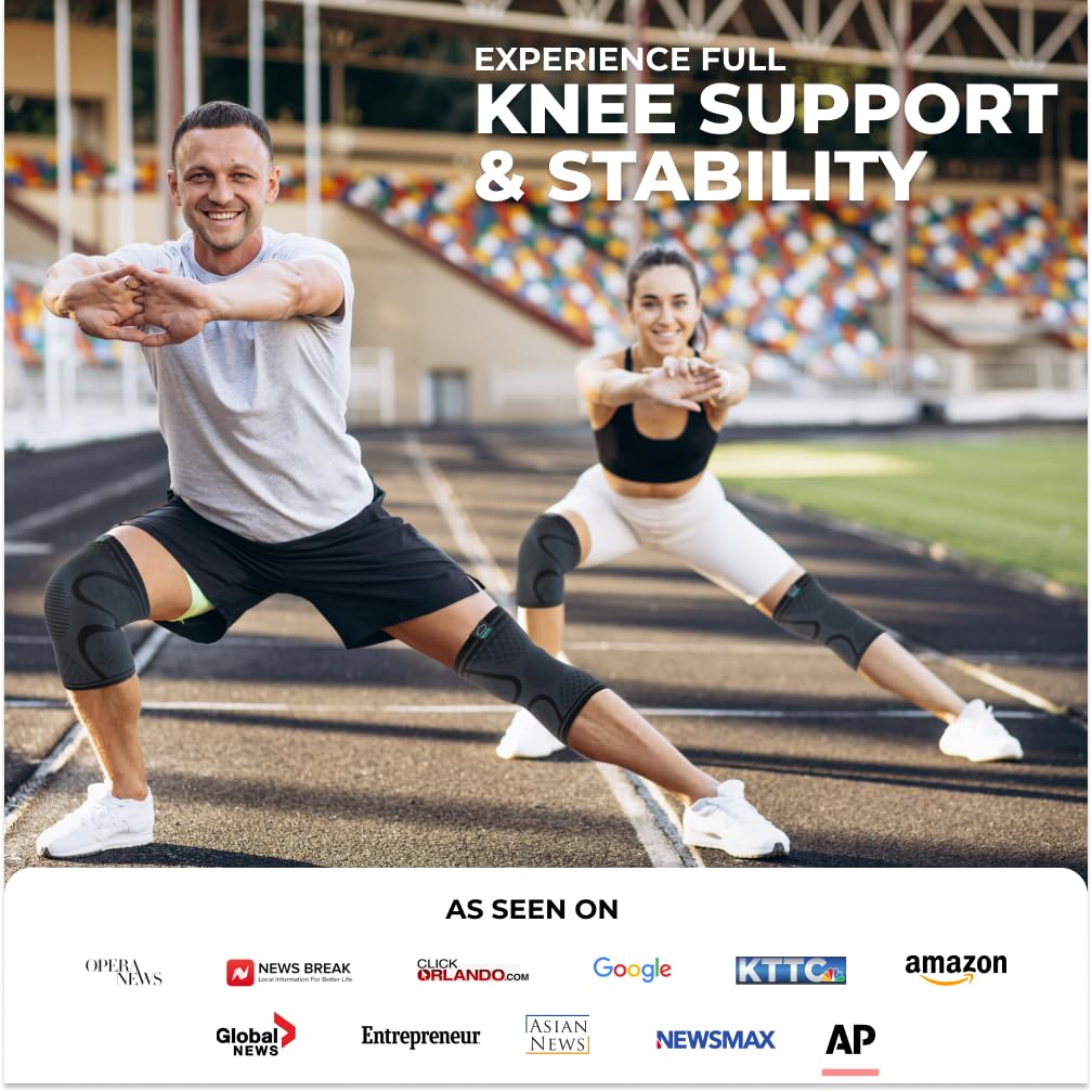 MODVEL 2 Pack Compression Knee Braces for Men & Women – Knee Support Sleeves for Sports, Workouts, Running, Weightlifting, Basketball, Volleyball – Joint Knee Pain Relief
