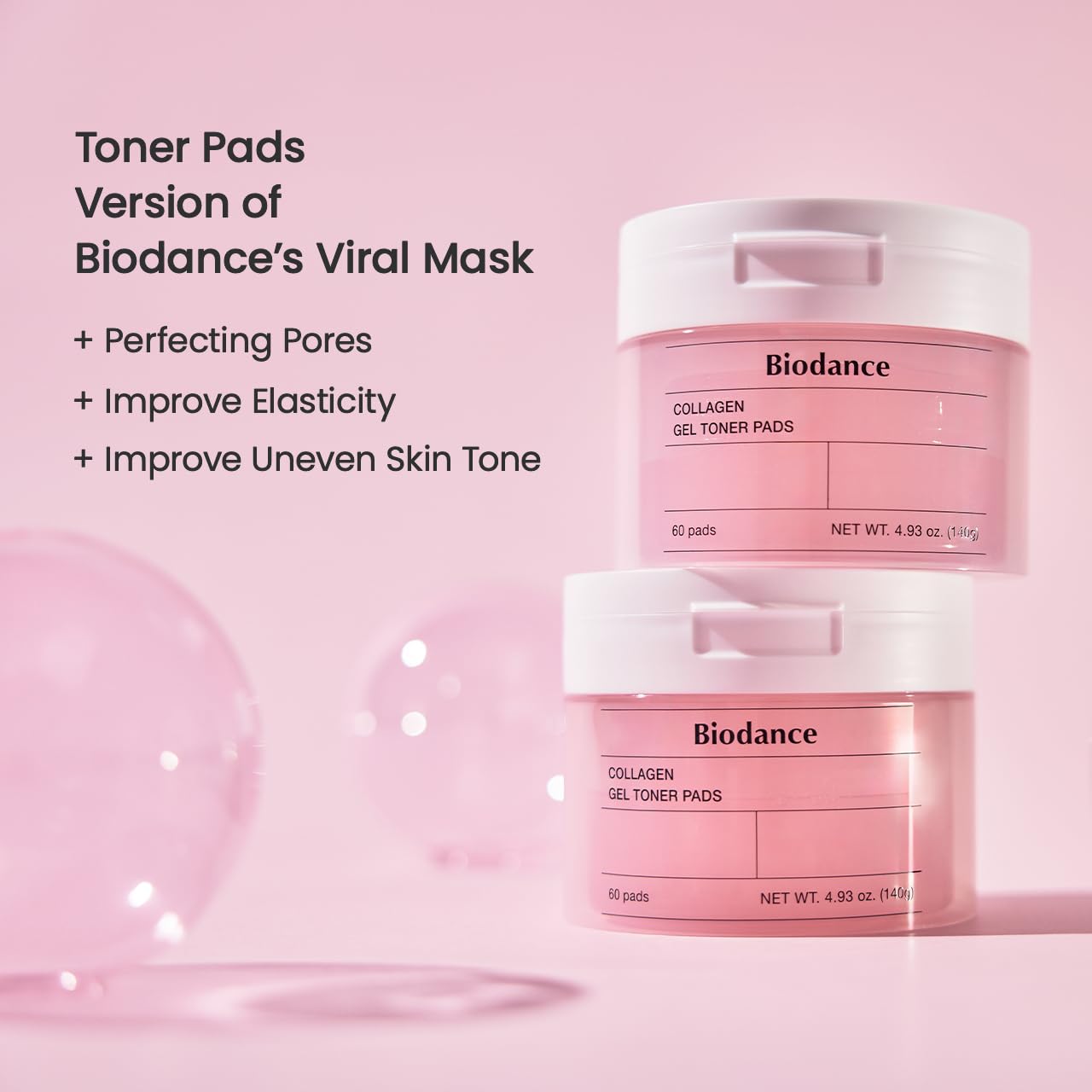 Biodance Collagen Gel Toner Pads | Pore Perfecting, Improving Elasticity, Korean Toner Pads for Sensitive Skin | 4.93 fl.oz.(140g), 60Pads - Available at All In One Marketplace Canada