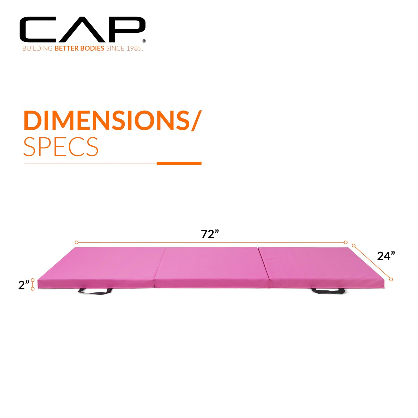 CAP Barbell Folding Exercise Mat – Durable, Anti-Tear, Thick Padding for Fitness, Aerobics, Gymnastics & Home Workouts. 72"L x 24"W x 2"Thick. PINK 🍁 All In One Marketplace Canada