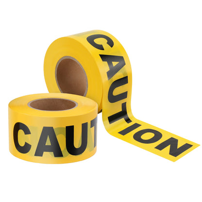 Ruban de signalisation Goldblatt, lot de 2 rouleaux de ruban de prudence jaune, 7,6 cm x 305 m, ruban de sécurité avec texte noir en gras pour chantiers de construction/zones dangereuses ou décorations d'Halloween