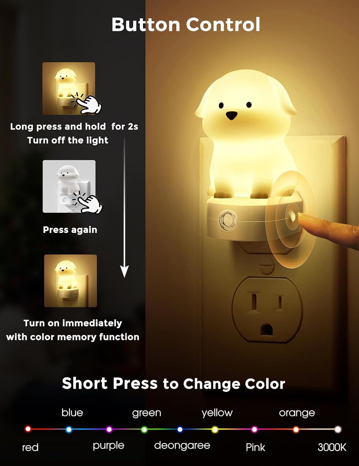 L LOHAS LED Plug in Night Light for Kids, 3D Cute Puppy Night Light 🍁 All In One Marketplace Canada