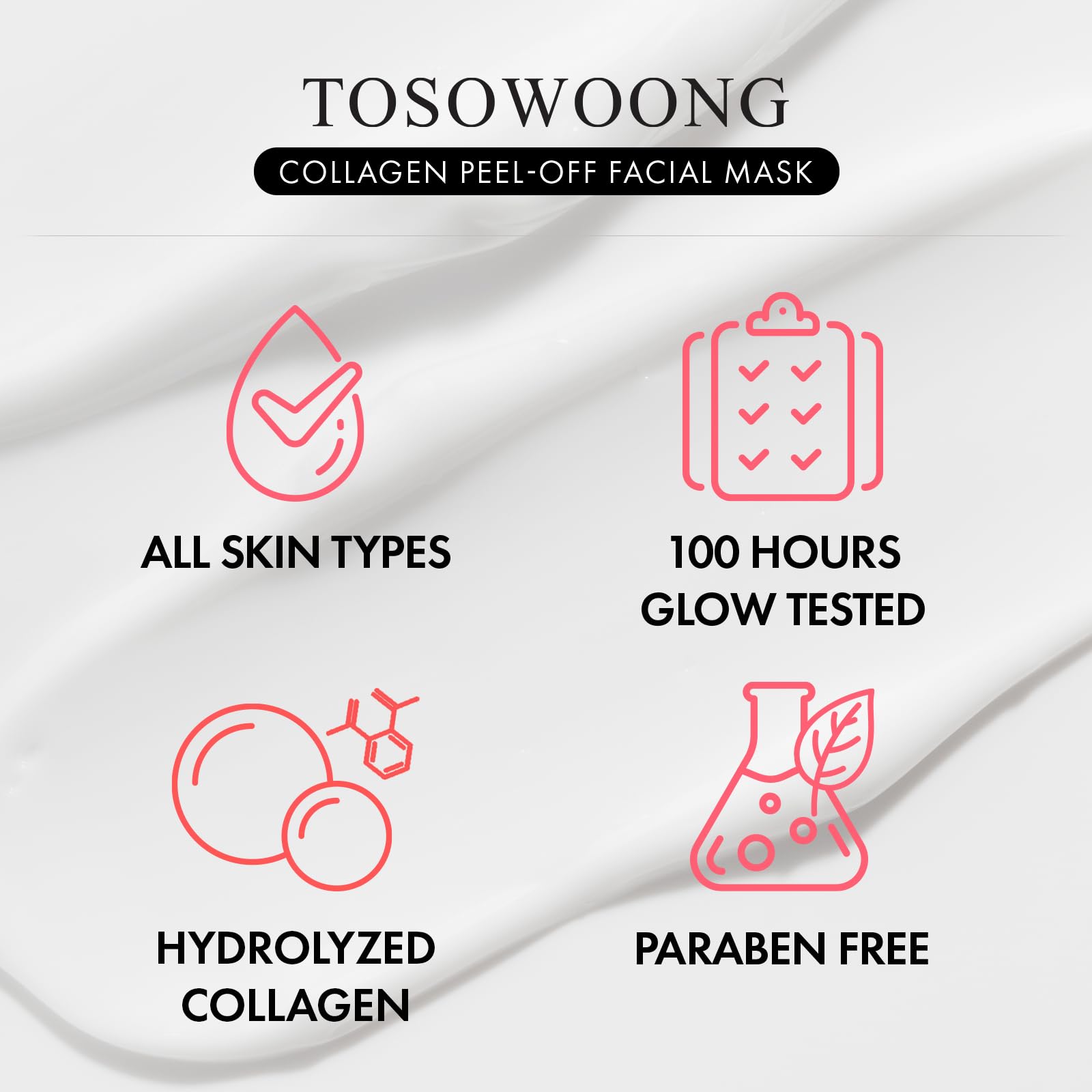 TOSOWOONG Real Collagen Fit, Hydrolyzed Collagen Wrapping Mask, Peel Off Facial Mask for elasticity, Hydrating, Glow, Glass Skin, Face Moisturizer, Self Care, Korean Skin Care, 50ml, 1.69 fl. oz. - Available at All In One Marketplace Canada
